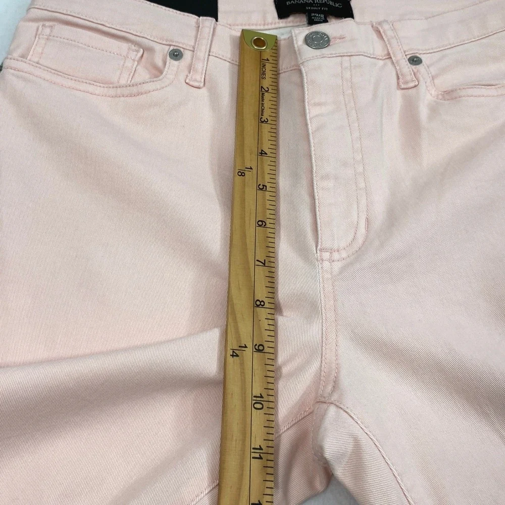 Banana Republic Jeans Womens 8 Mid Rise Pink Denim Skinny‎ Pastel Pants Stretch